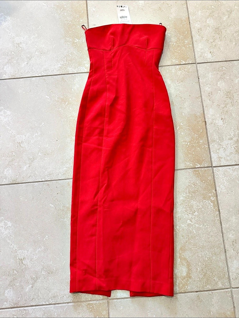 Zara Fitted Strapless Dress Maxi Dress in Red XXS